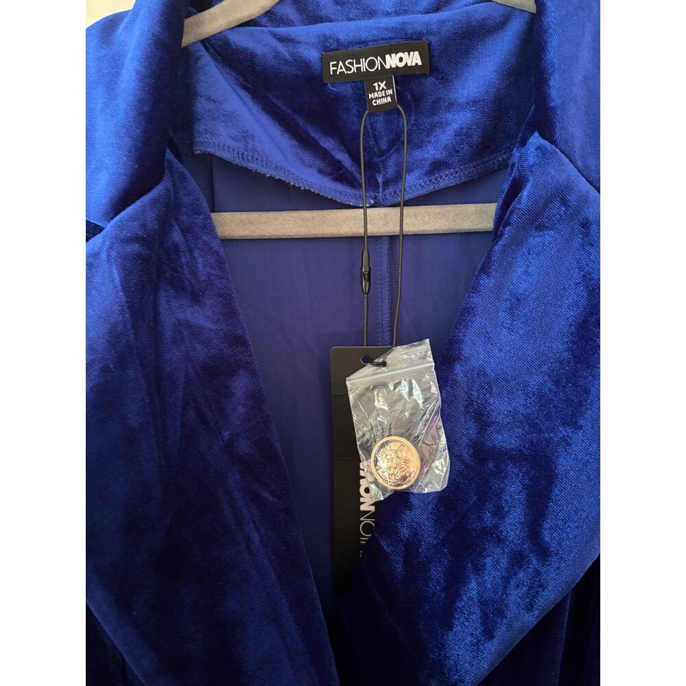 Fashion Nova Royal Blue Velvet Jumpsuit XL - Picture 5 of 14